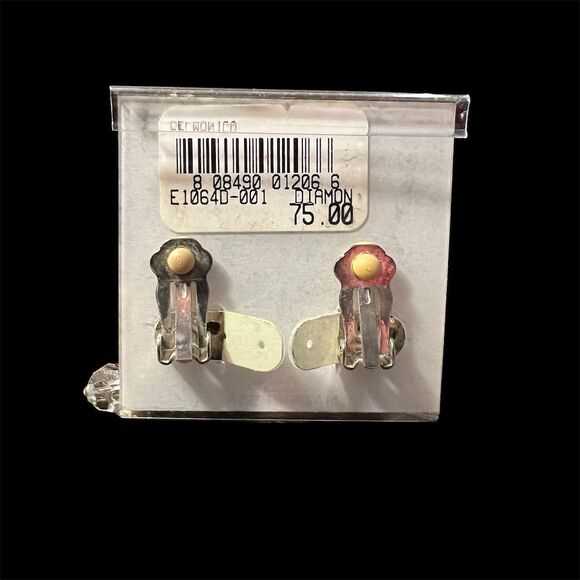 Blair Delmonico Silver Tone Flower Clip-On Earrings Swarovski Crystals White - Picture 4 of 4